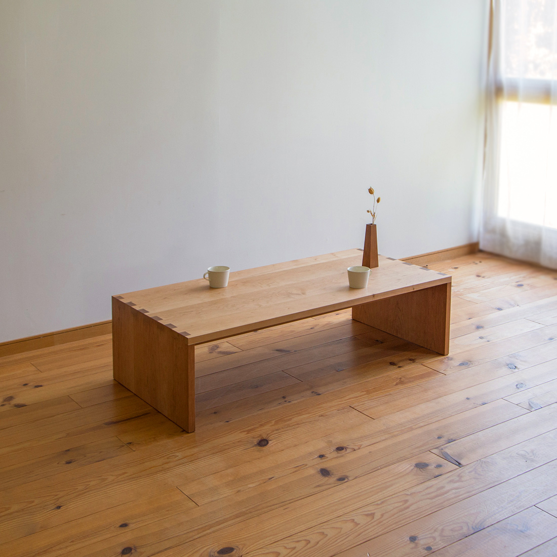 チェリー無垢材のシンプルなローテーブル　幅120cm